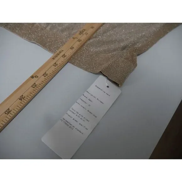 Khaki Metallic Cap-Sleeve Top S #1904-D3 - Picture 7 of 7